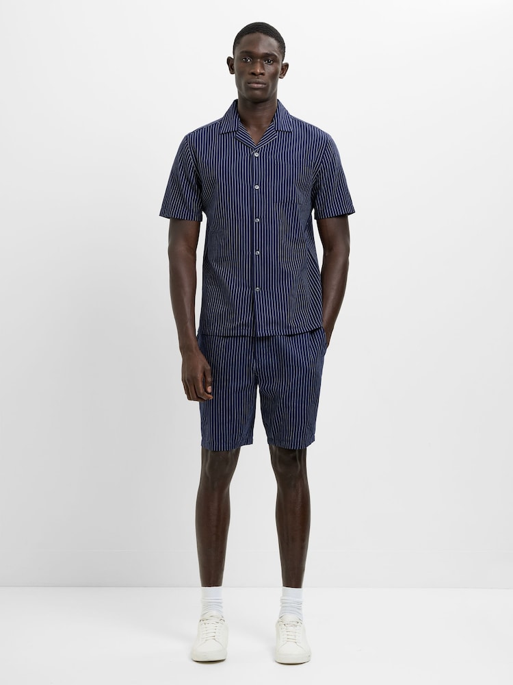 French Connection Pinstripe Button Chest Pocket Short Sleeve Shirt - Изображение 1 5