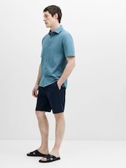 French Connection Blue Cotton Blend Knit Short Sleeve Polo Shirt - Image 2 of 6