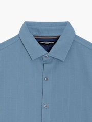French Connection Blue Cotton Blend Knit Short Sleeve Polo Shirt - Image 5 of 6