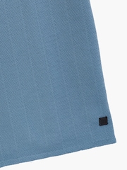 French Connection Blue Cotton Blend Knit Short Sleeve Polo Shirt - Image 6 of 6