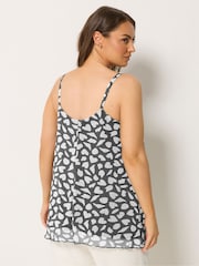 Yours Curve Black/White Mesh Cami Vest Top - Image 3 of 5