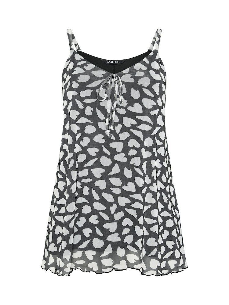 Yours Curve Black/White Mesh Cami Vest Top - Image 5 of 5