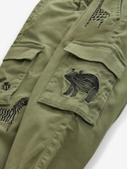 Khaki Green Animals Cargo Trousers (3mths-7yrs) - Image 7 of 7