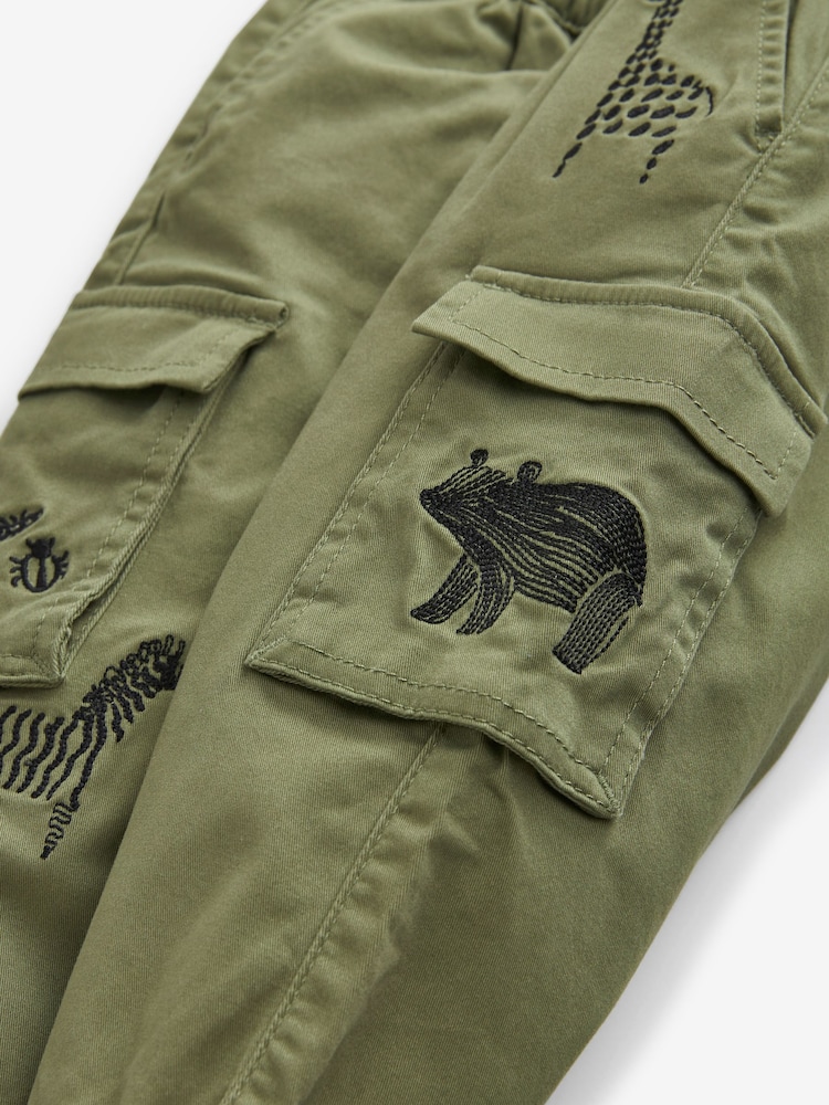 Khaki Green Animals Cargo Trousers (3mths-7yrs) - Image 7 of 7