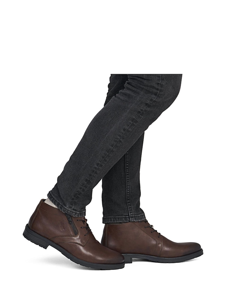 Rieker Brown Zipper & Lace Boots - Image 1 of 6 Rieker Brown Zipper & Lace Boots - Image 1 of 6