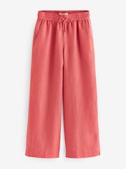 Coral Pink Premium 100% Linen Wide Leg Trousers - Image 6 of 7