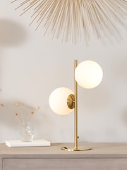 Pacific White Leo Orb And Gold Metal Table Lamp - Image 1 of 4
