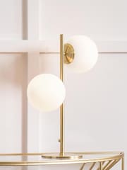 Pacific White Leo Orb And Gold Metal Table Lamp - Image 2 of 4