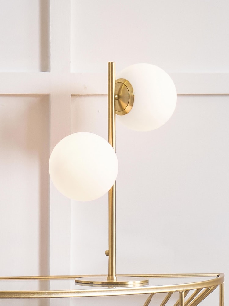 Pacific White Leo Orb And Gold Metal Table Lamp - Image 2 of 4