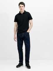 French Connection Black Knit Open Collar Short Sleeve Polo Shirt - Image 1 of 6