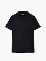French Connection Black Knit Open Collar Short Sleeve Polo Shirt - Image 3 of 6