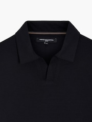 French Connection Black Knit Open Collar Short Sleeve Polo Shirt - Image 5 of 6