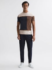 Reiss Stone Holborn Mercerised Cotton Colourblock T-Shirt - Image 3 of 5