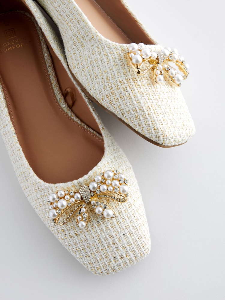 Weiß - Ballerinas mit Fußbett mit Forever-Comfort®-Polsterung, eckiger Zehenpartie und Schleife - Bild 7 von 7