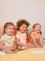 Orange/Weiss/Apricot - Kurze Schlafanzüge, 100% Baumwolle, 3-er Pack (9Monate–8Jahre) - Bild 1 von 7
