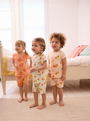 Orange/Weiss/Apricot - Kurze Schlafanzüge, 100% Baumwolle, 3-er Pack (9Monate–8Jahre) - Bild 2 von 7
