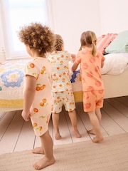 Orange/Weiss/Apricot - Kurze Schlafanzüge, 100% Baumwolle, 3-er Pack (9Monate–8Jahre) - Bild 4 von 7