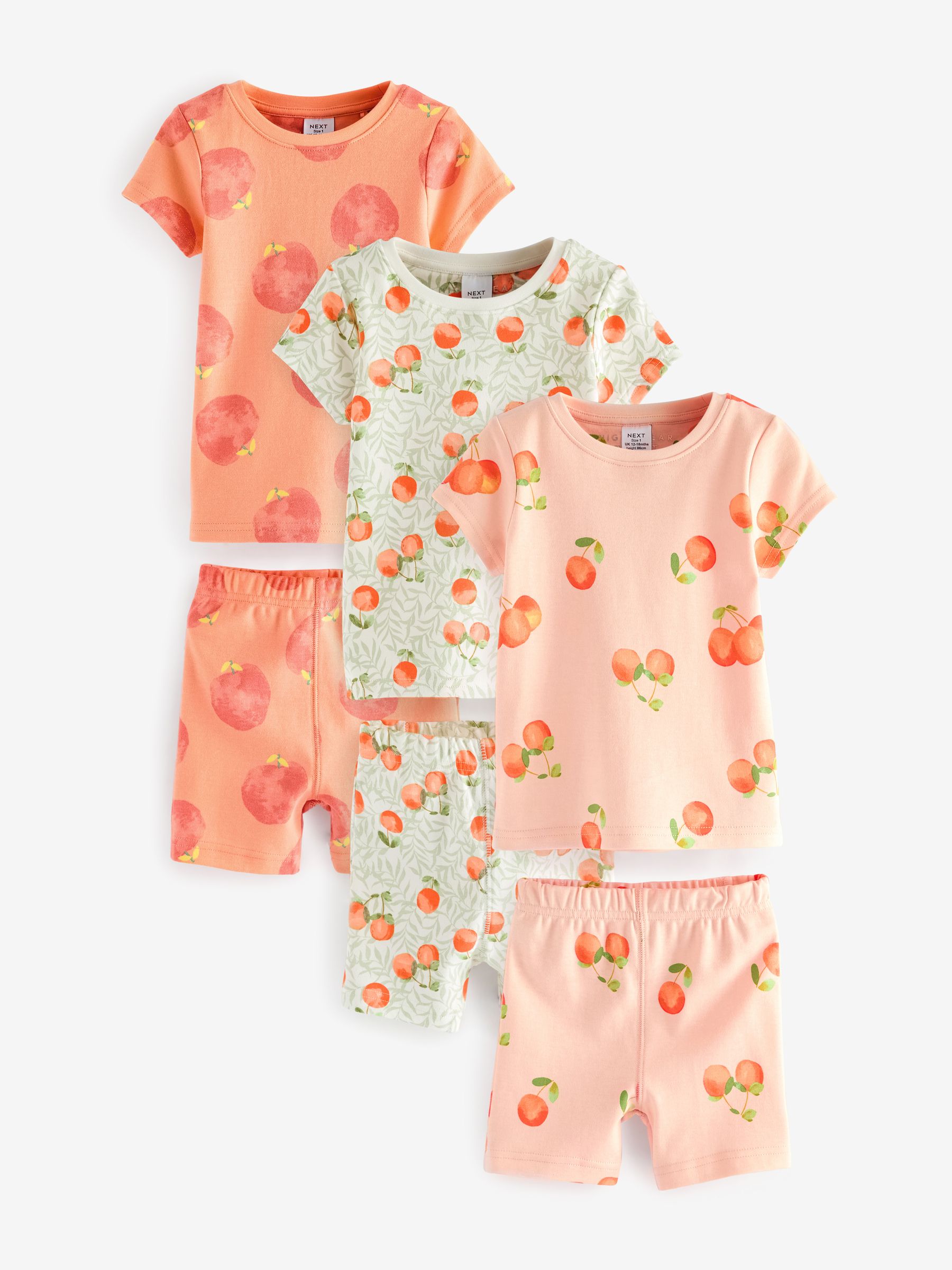 Buy Orange White Peach Short Pyjamas 3 Pack 9mths 12yrs from Next Luxembourg