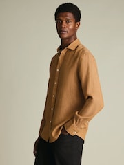 Charles Tyrwhitt Yellow Pure Linen Classic Fit Shirt - Image 1 of 4