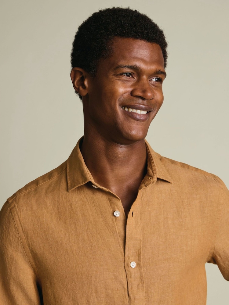 Charles Tyrwhitt Yellow Pure Linen Classic Fit Shirt - Image 2 of 4 Charles Tyrwhitt Yellow Pure Linen Classic Fit Shirt - Image 2 of 4