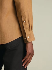 Charles Tyrwhitt Yellow Pure Linen Classic Fit Shirt - Image 3 of 4
