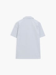 French Connection Blue Pinstripe Seersucker Button Revere Collar Short Sleeve Shirt - Image 4 of 6