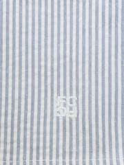 French Connection Blue Pinstripe Seersucker Button Revere Collar Short Sleeve Shirt - Image 5 of 6