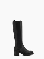 Dune London Black High Leg Tesa Chelsea Boots - Image 1 of 5