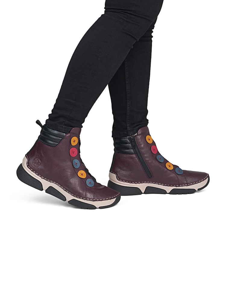 Rieker Purple Elasticated & Inside Zip Boots - Image 1 of 7 Rieker Purple Elasticated & Inside Zip Boots - Image 1 of 7