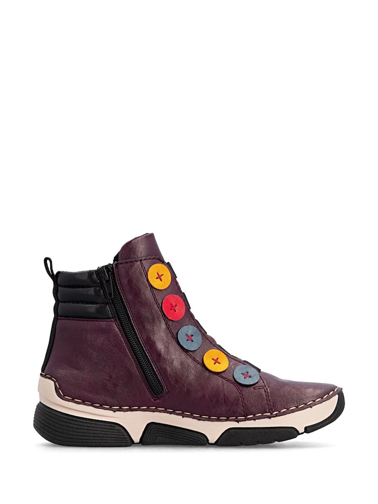 Rieker Purple Elasticated & Inside Zip Boots - Image 2 of 7 Rieker Purple Elasticated & Inside Zip Boots - Image 2 of 7