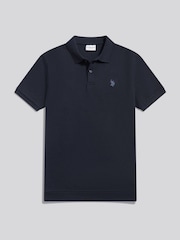 Синій - U.S. Polo Assn. Raised Horizontal Texture Pique Polo Shirt - Image 1 of 2