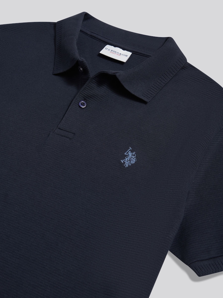 Синій - U.S. Polo Assn. Raised Horizontal Texture Pique Polo Shirt - Image 2 of 2 Синій - U.S. Polo Assn. Raised Horizontal Texture Pique Polo Shirt - Image 2 of 2