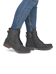 Rieker Grey Lace-up & inside Zip Boots - Image 1 of 7