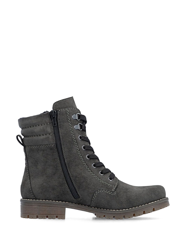 Rieker Grey Lace-up & inside Zip Boots - Image 2 of 7 Rieker Grey Lace-up & inside Zip Boots - Image 2 of 7