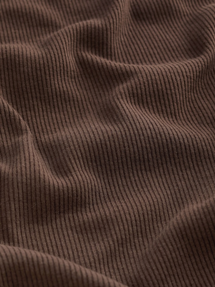 Chocolate Brown Scoop Neck Long Sleeve Ribbed Midaxi Dress - Image 6 of 6