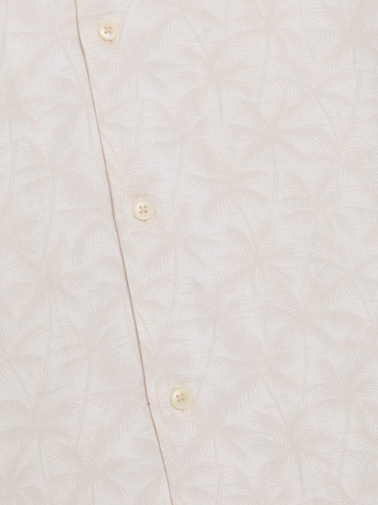 French Connection Cream Tropical Palm Print Revere Collar Button Short Sleeve Shirt - Image 6 of 6