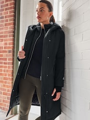 Black Elements Waterproof Belted Padded Coat - Image 1 of 9