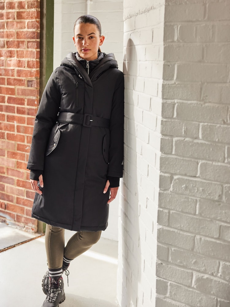 Black Elements Waterproof Belted Padded Coat - Image 2 of 9