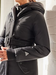 Black Elements Waterproof Belted Padded Coat - Image 5 of 9