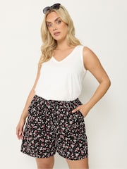 Yours Curve Red Textured Shorts - Image 1 of 5