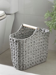 Grey Woven Toilet Roll Slimline Holder and Storage Set - Image 2 of 3