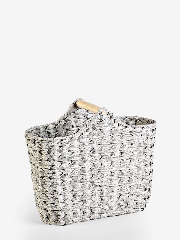 Grey Woven Toilet Roll Slimline Holder and Storage Set - Image 3 of 3