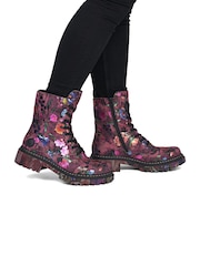 Rieker Purple Lace-up & Inside Zip Boots - Image 1 of 7