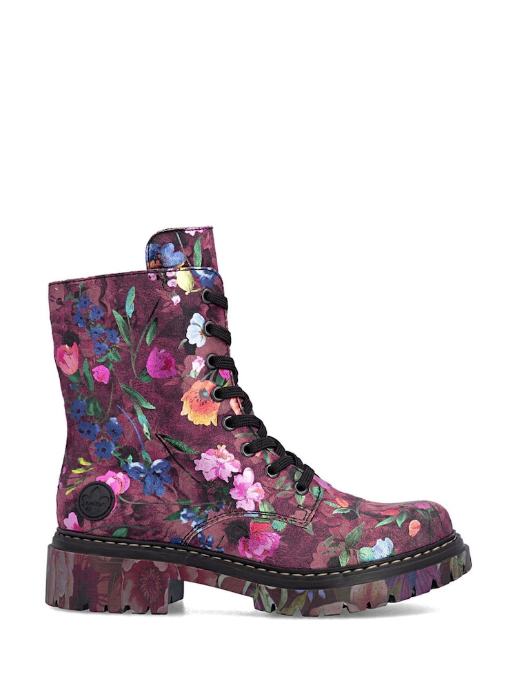Rieker Purple Lace-up & Inside Zip Boots - Image 2 of 7 Rieker Purple Lace-up & Inside Zip Boots - Image 2 of 7