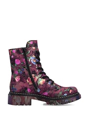Rieker Purple Lace-up & Inside Zip Boots - Image 3 of 7