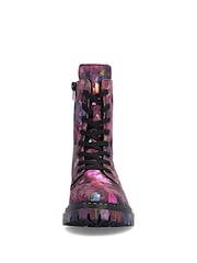 Rieker Purple Lace-up & Inside Zip Boots - Image 5 of 7
