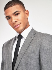 Grey Tailored Nova Fides Wool Herringbone Suit Jacket - Image 1 of 5