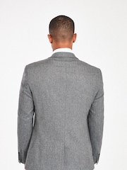 Grey Tailored Nova Fides Wool Herringbone Suit Jacket - Image 2 of 5