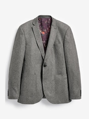 Grey Tailored Nova Fides Wool Herringbone Suit Jacket - Image 3 of 5