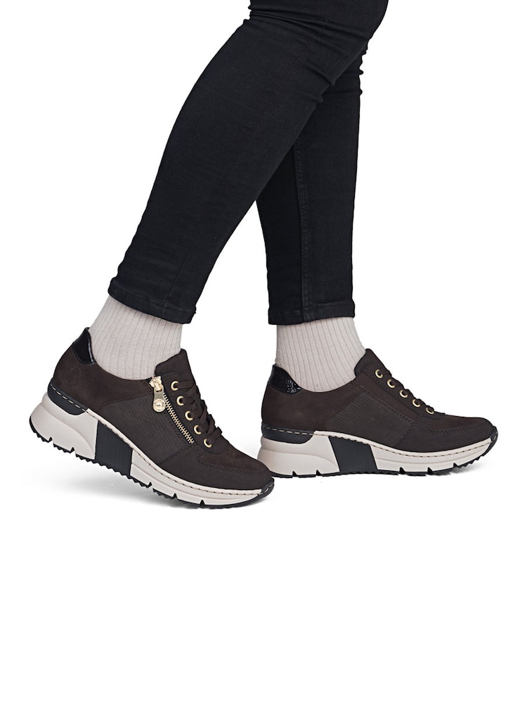Rieker Brown Lace-Up & Zipper Trainers - Image 1 of 7 Rieker Brown Lace-Up & Zipper Trainers - Image 1 of 7